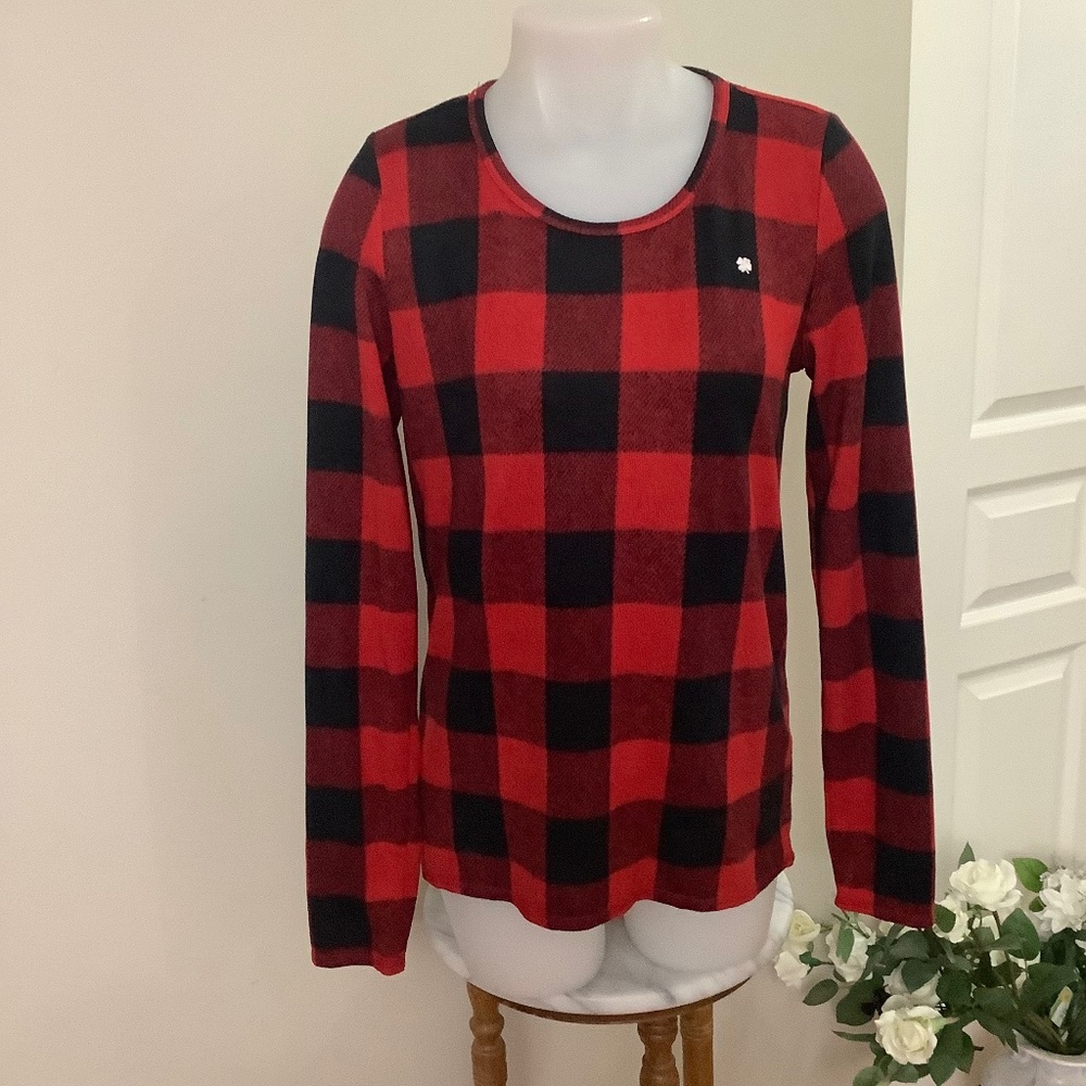 Lucky Brand fleece check top Medium 34/35 bust